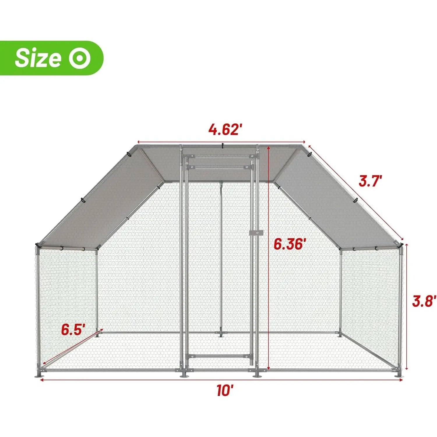 10-Ft x 6.5-Ft Outdoor Walk-in Metal Chicken Coop with Water-Resistant Cover - Outdoor > Chicken Coops