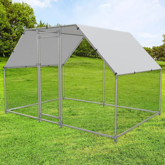 10-Ft x 6.5-Ft Outdoor Walk-in Metal Chicken Coop with Water-Resistant Cover - Outdoor > Chicken Coops