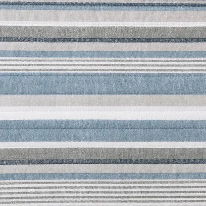 Striped blue, white, and grey cotton daybed set with nautical stripes and cover