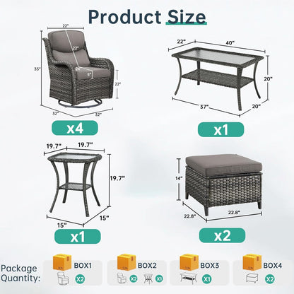 Outdoor Swivel Rocker Patio Chairs Set with Table-1