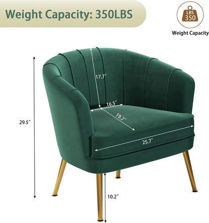 Green Velvet Accent Chair with Golden Legs-2