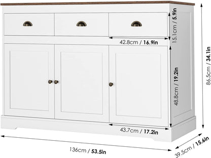 Farmhouse Buffet Cabinet, Wine Storage, Adjustable Shelves-1