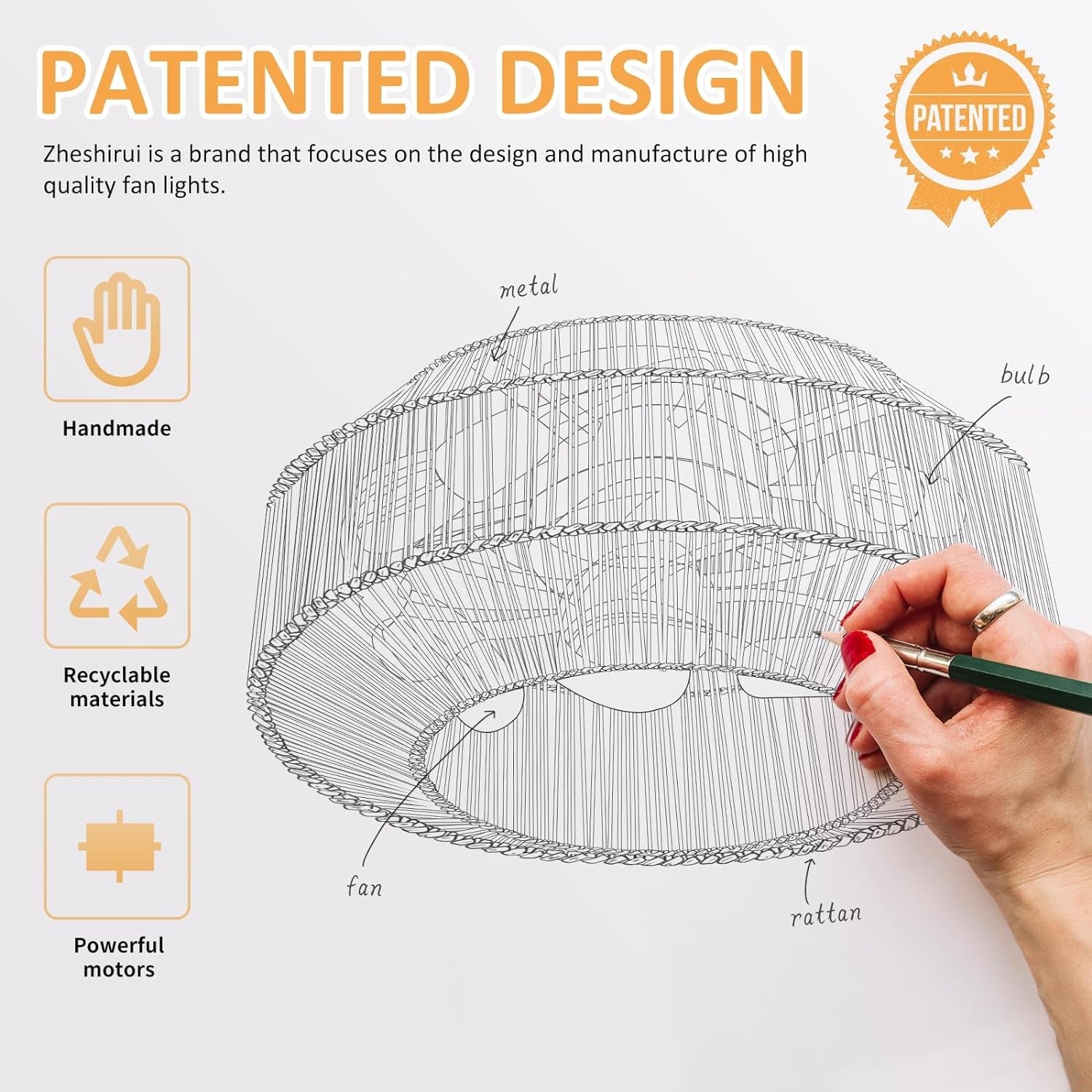 20" Boho Caged Ceiling Fan with Lights Flush Mount, Low Profile Rattan Ceiling Fans with Lights and Remote Control, Enclosed 6 Speeds for Bedroom, Living Room, Kitchen-2