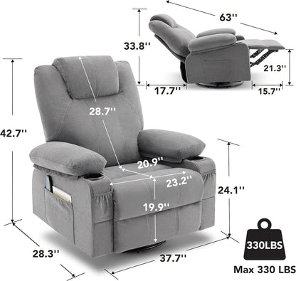 Swivel Recliner with Heat and Massage-1