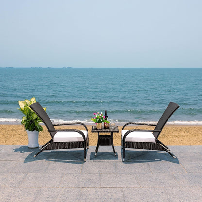 Outdoor Collection Edna Black/White Cushion 3-Piece Lounge Set PAT7719A-2