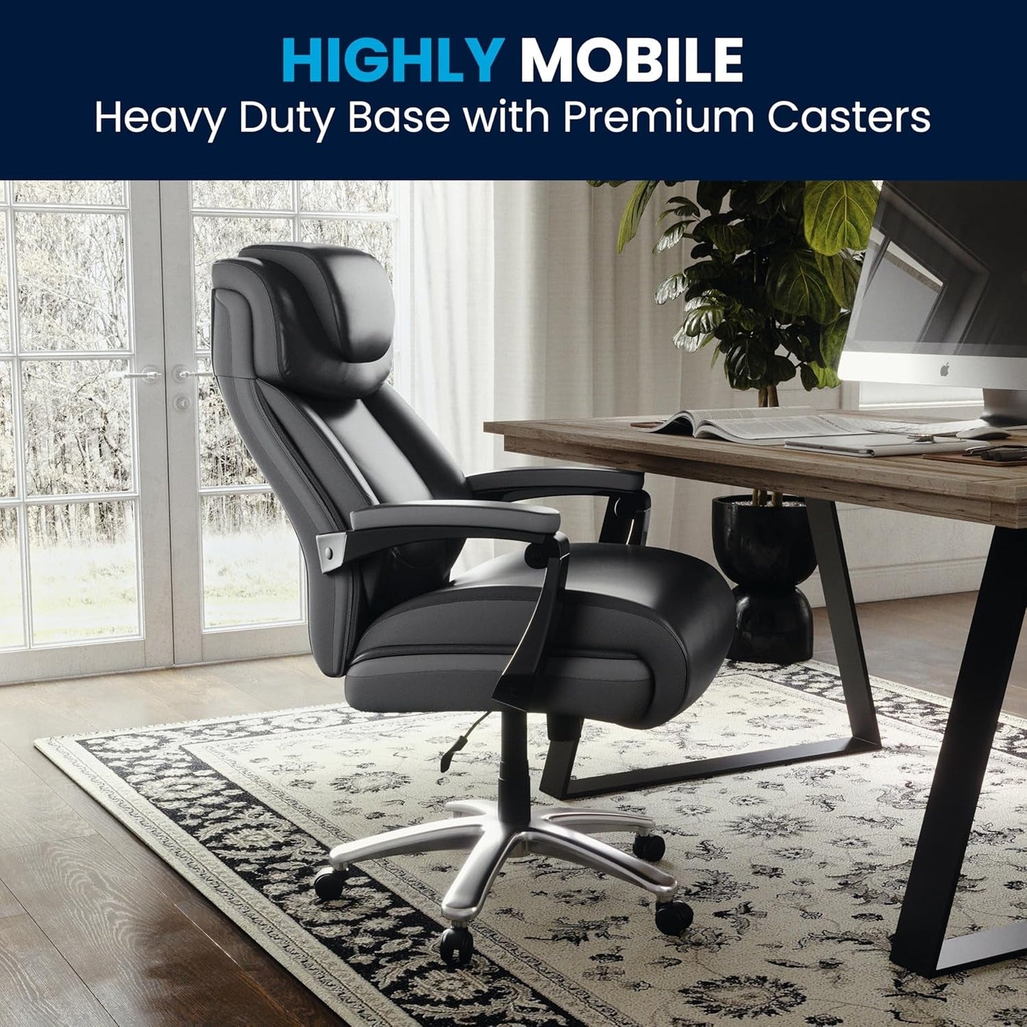 Hercules Series High-Back Swivel Leathersoft Office Chair, Ergonomic Executive Chair with Headrest and Adjustable Height, Black-4