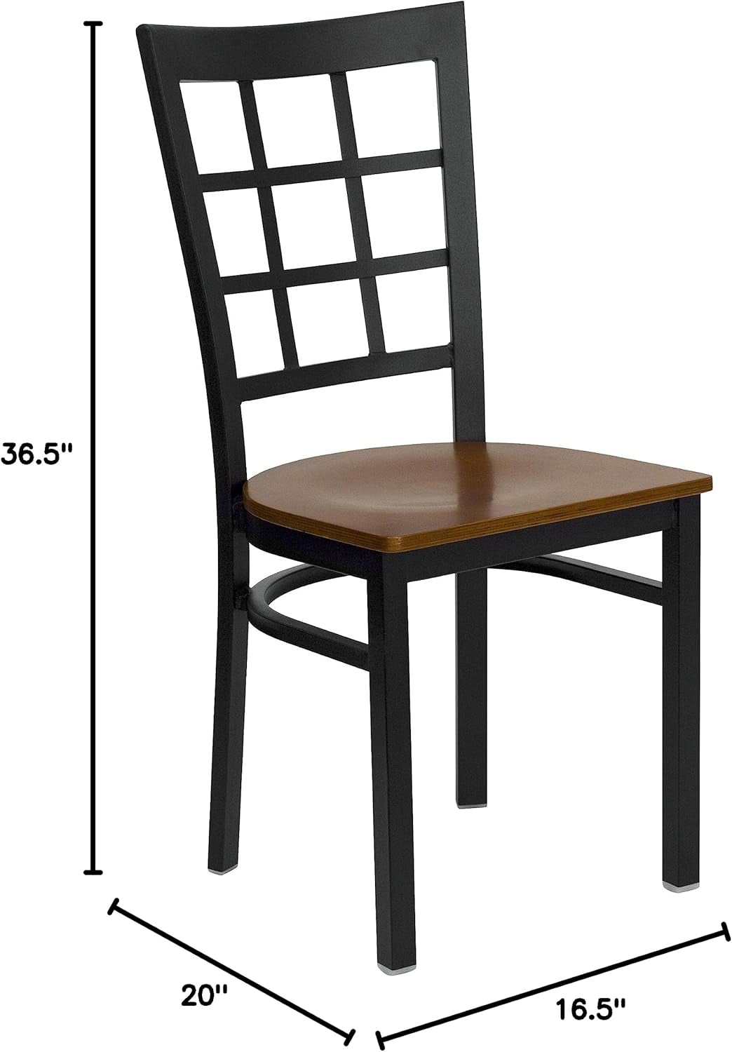 HERCULES Series Black Window Back Metal Restaurant Chair - Cherry Wood Seat-2