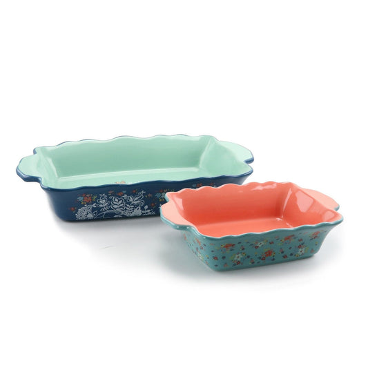 Urban Market Life On The Farm 2 Piece Stoneware Bakeware Pan Set In Assorted Colors-0