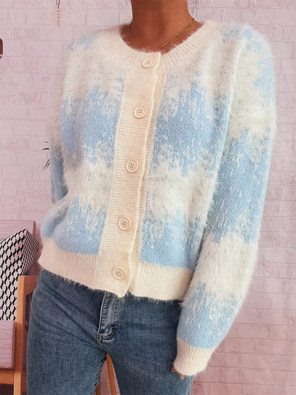 Ribbed Hem Button Up Cardigan
