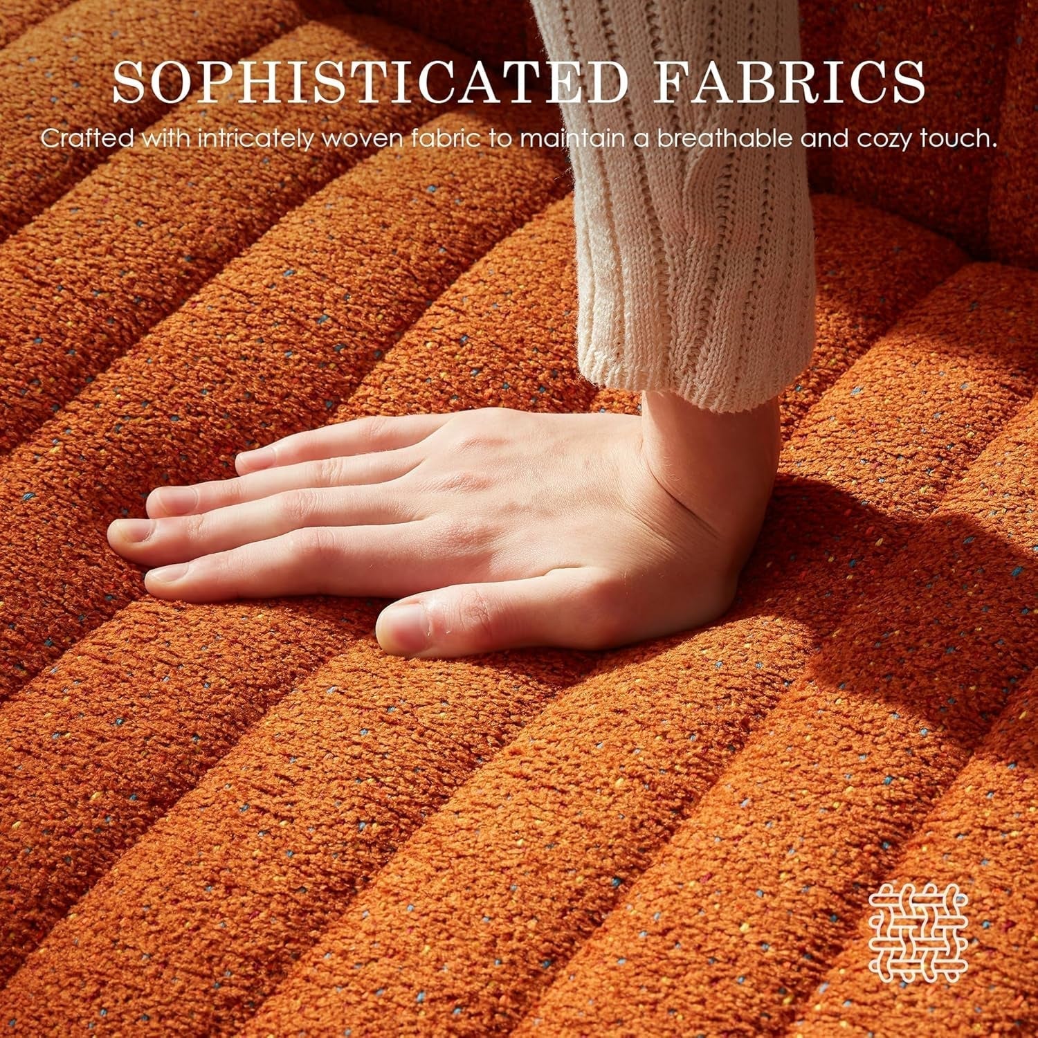 Criss Cross Chair with Locking Wheels, Preminum Fabric and Pocket Spring Cushion, Adjustable Swivel Wide Seat Computer Chair, Morden Design Vanity Chair Orange-1