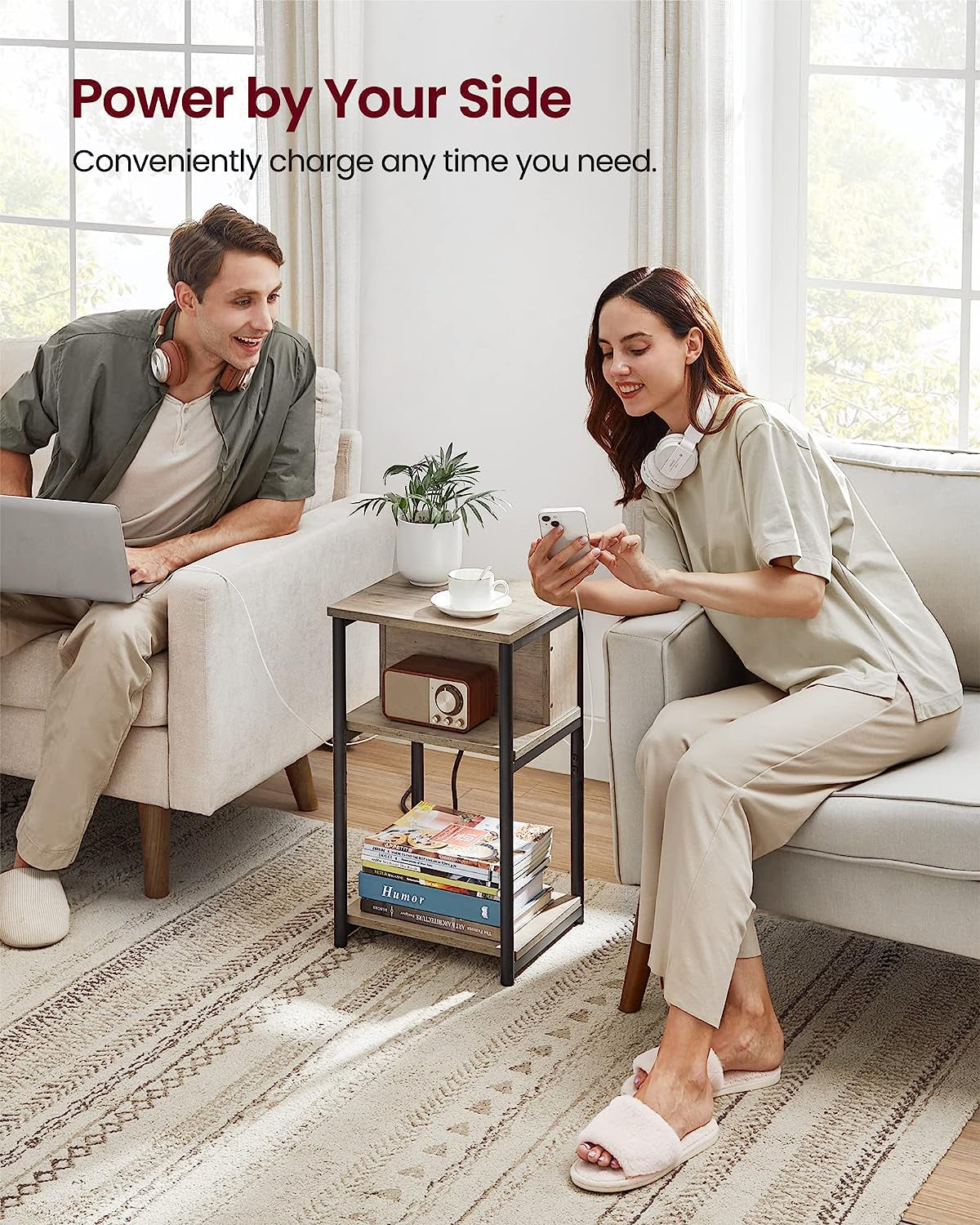 Side Table with Charging Station-1