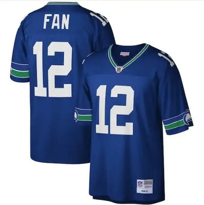 Blue Seattle Seahawks Legacy Replica Jersey with number 12 and FAN on the back