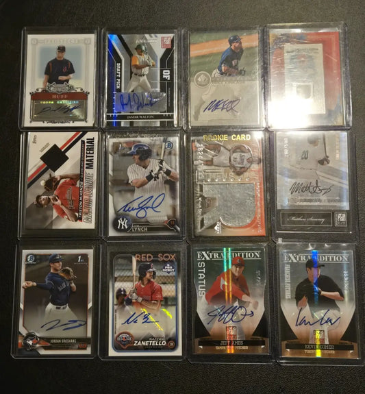 Collection of autographed baseball and basketball auto relic trading cards for 12x lot