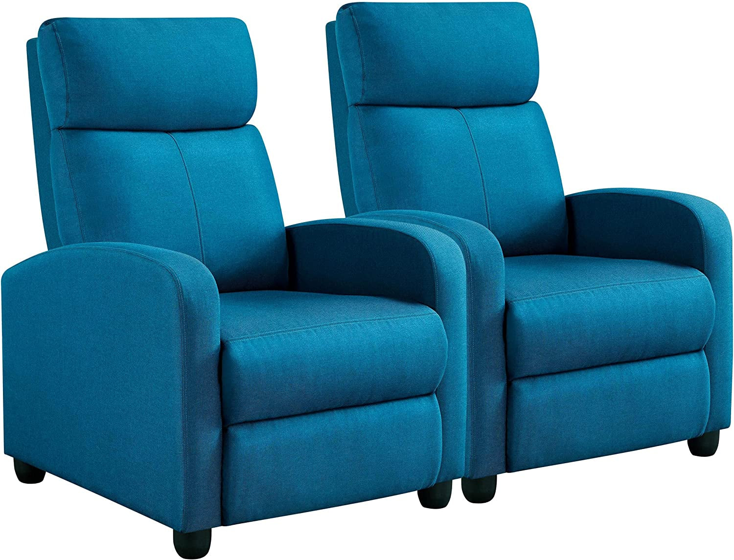 Fabric Pushback Recliner Chair, Blue-1