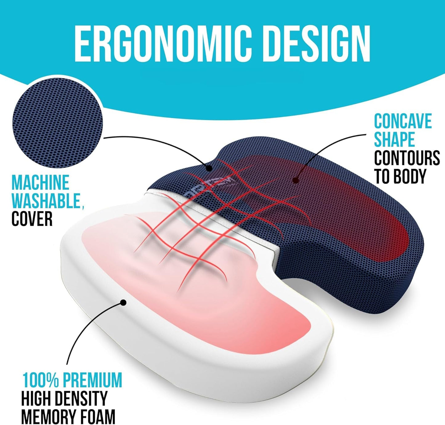 Seat Cushion and Lumbar Support for Office Chair, Desk Chair Cushion, Memory Foam Office Chair Cushion, Non Slip Sitting and Back Pillow for Gaming, Car Seat Cushion, Chair Pad, XL-3