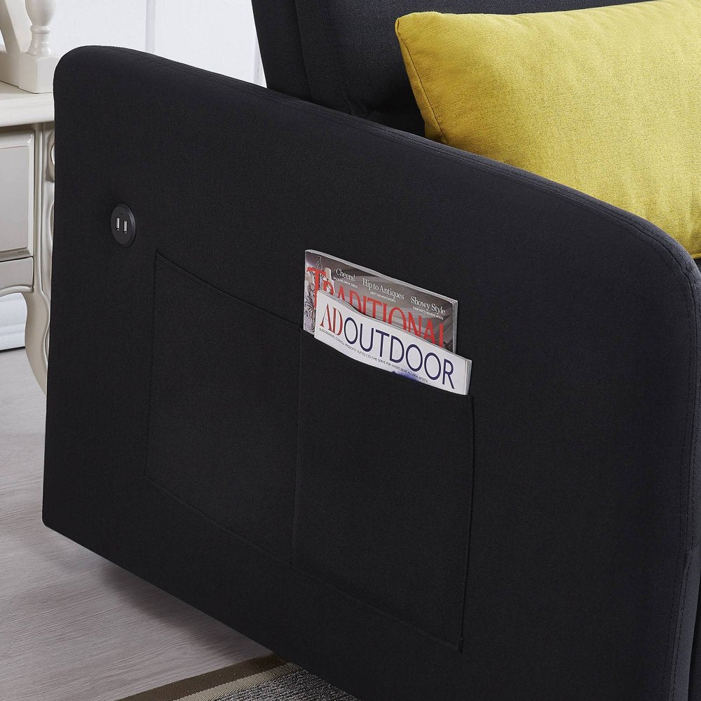 Convertible Loveseat with Pull Out Bed - Black-3