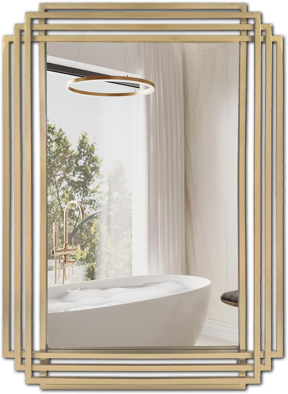Brushed Gold Wall Mirror 24x36, Modern, Vanity, Bath-1