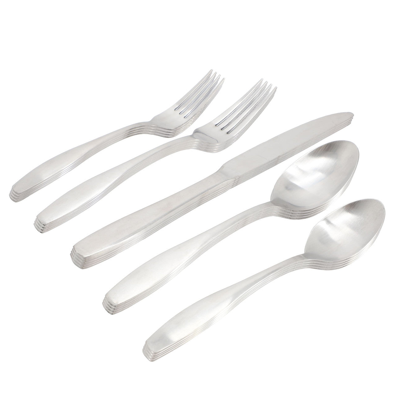 Gibson Home Karlton 20 Piece Stainless Steel Flatware Set in Matte Silver-0