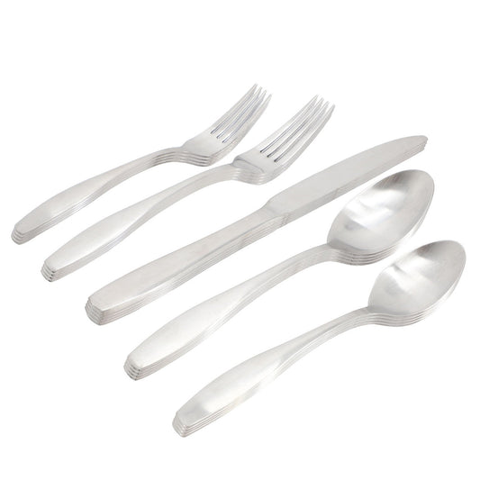 Gibson Home Karlton 20 Piece Stainless Steel Flatware Set in Matte Silver-0