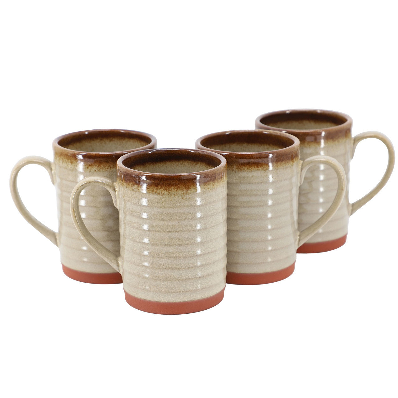 Gibson Home Terra Bella 4 Piece 18.5 Ounce Terracotta Mug Set in Smoke-0