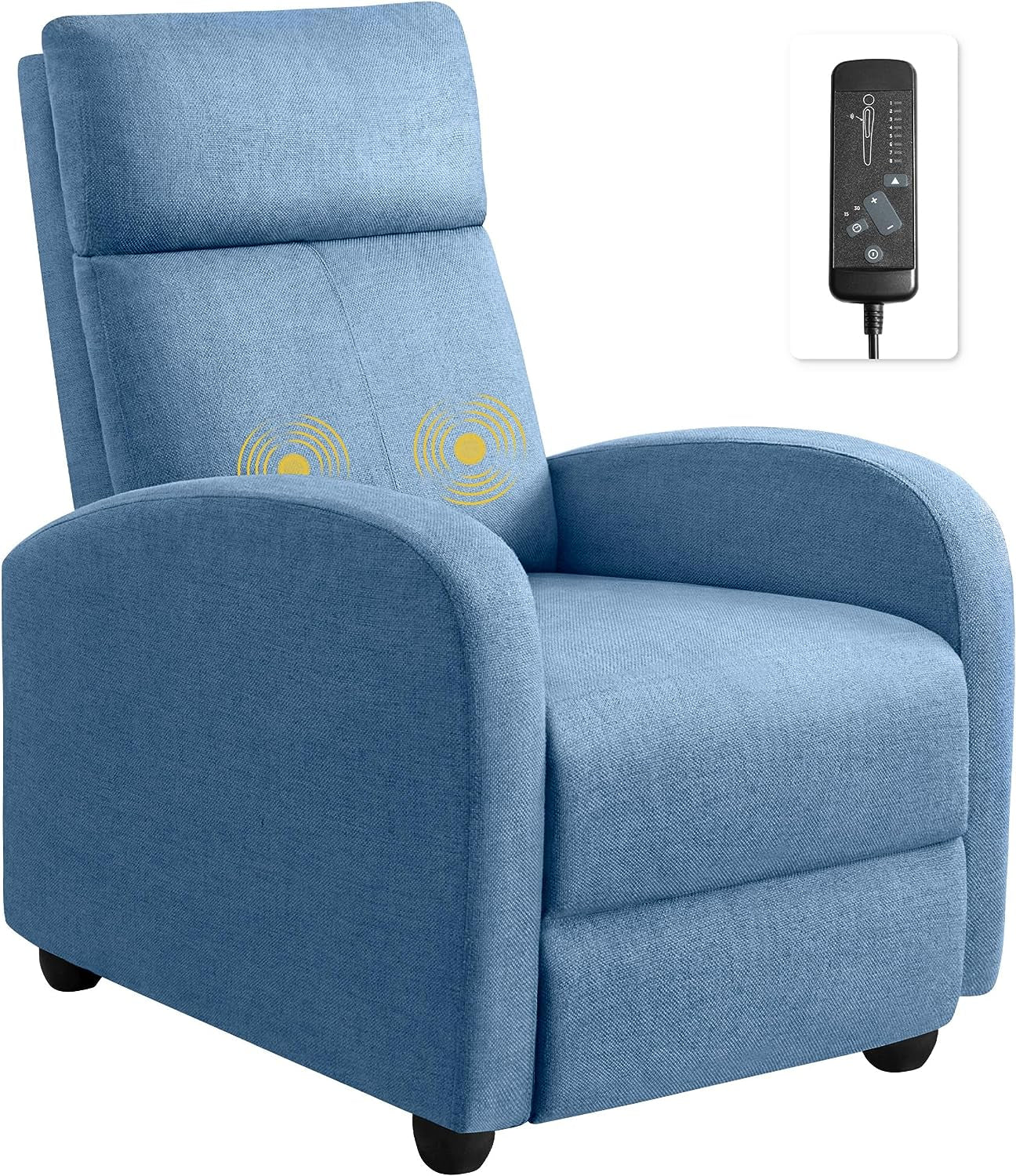 Massage Recliner Chair for Living Room Adjustable Fabric Reclining Chair Home Theater Seating Modern Winback Single Sofa for Adults with Footrest (Blue)-1