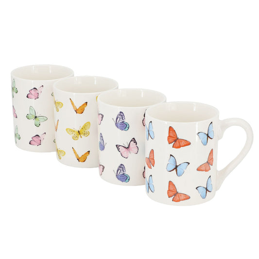 Gibson Home Butterfly Wings 4 Piece 18 Ounce Stoneware Mug Set in White-0