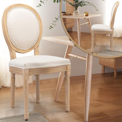 Beige Fabric French Country Dining Chairs (Set 6)-3