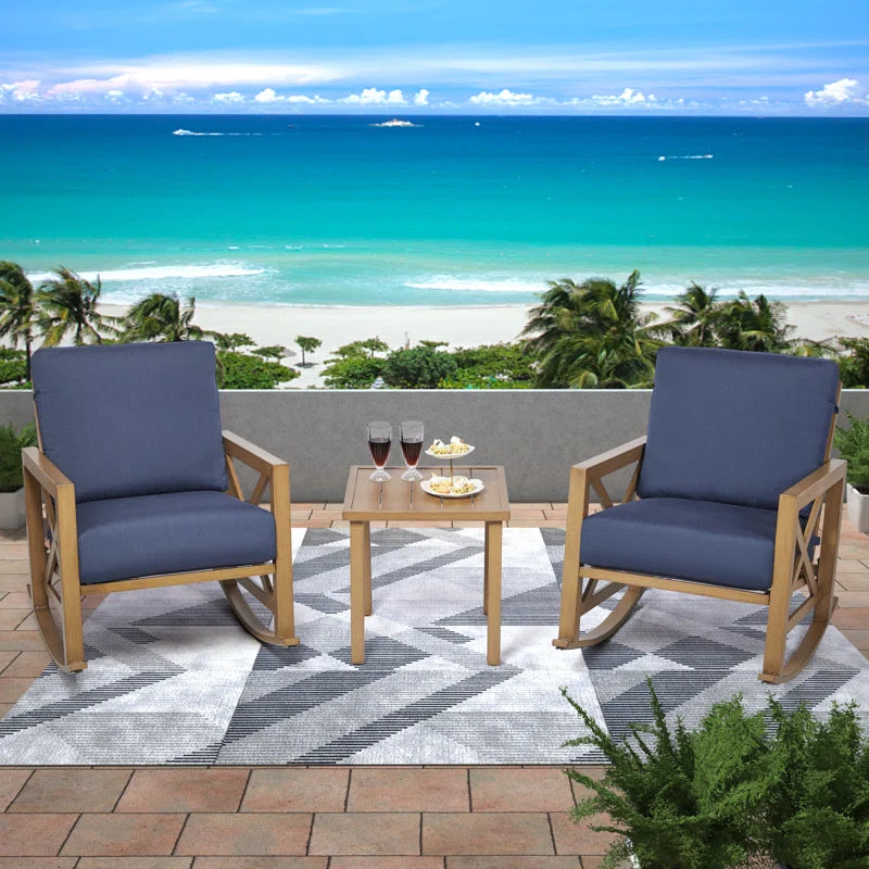 Outdoor Metal Frame Conversation Set With Thick Cushions-4