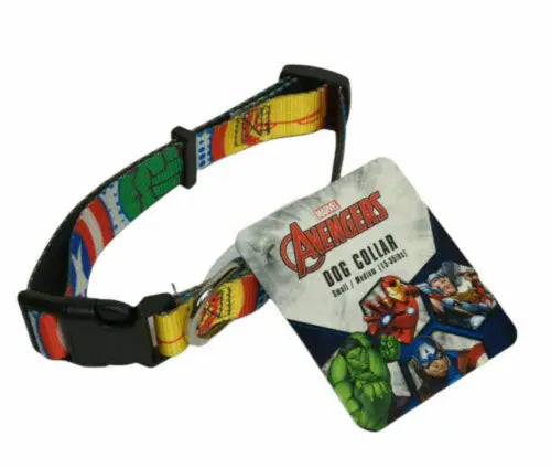 Colorful Marvel Avengers dog collar for 15-35 lbs small medium avengers pets