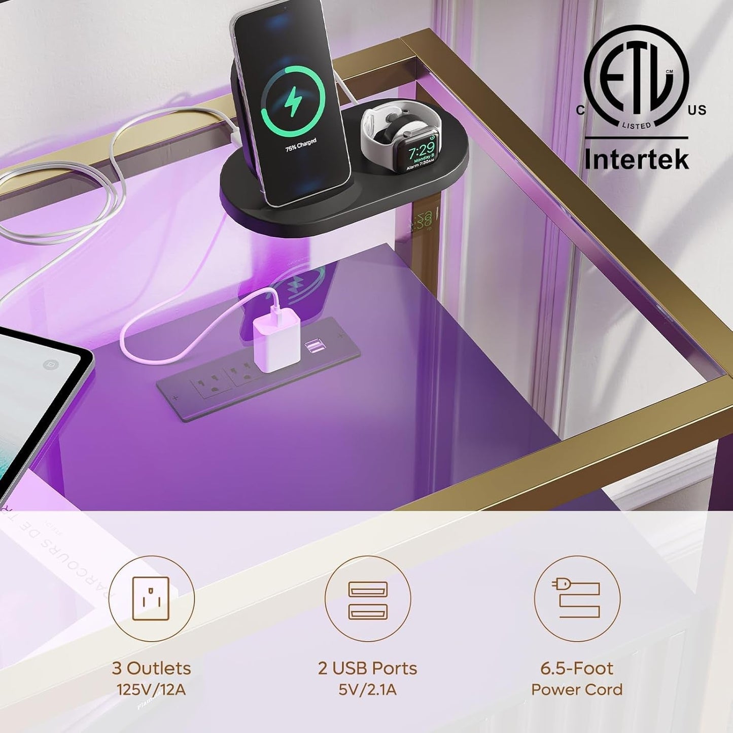 Classic Black 47 Inch Coffee Bar Cabinet With Power Outlet-2