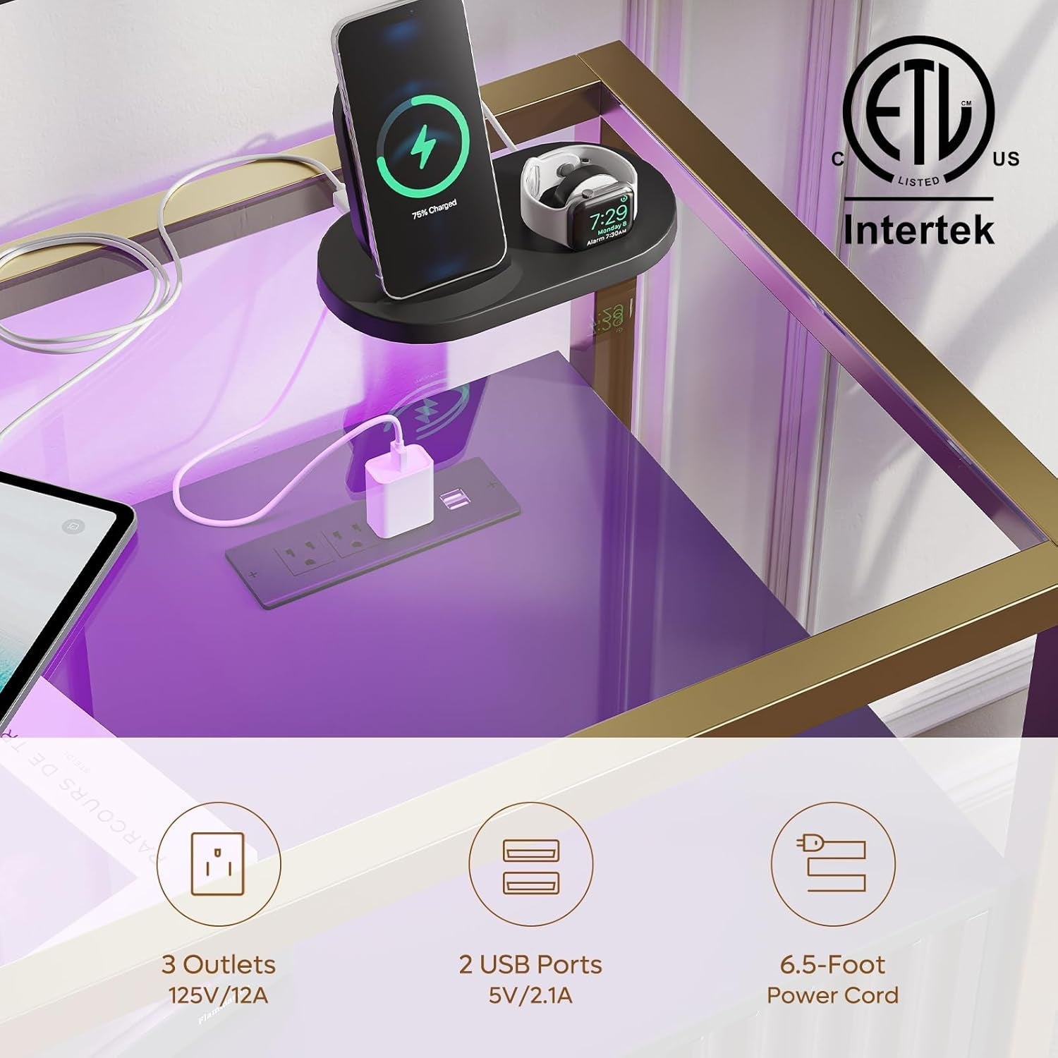 Classic Black 47 Inch Coffee Bar Cabinet With Power Outlet-2