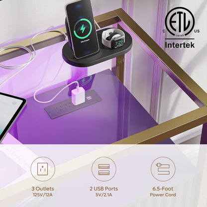 Classic Black 47 Inch Coffee Bar Cabinet With Power Outlet-2