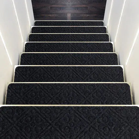 15Pcs Indoor Non-Slip Stair Carpet Mats for Wooden Steps-Brown - Color:Brown - Rugs