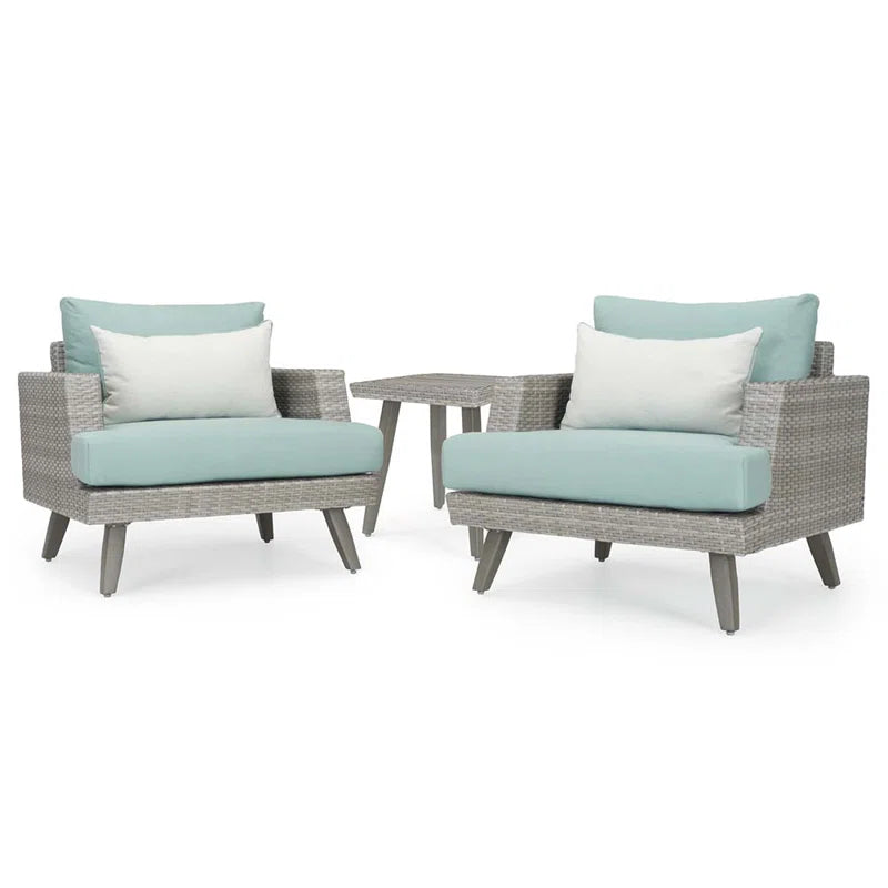 Durable Cushions Three Piece Wicker Patio Seating Set-1