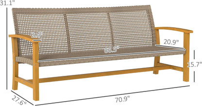 Spacious Wicker Outdoor Couch for Three Comfortable Seats-2