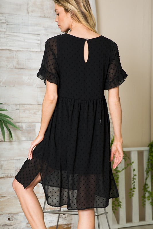 Orange Farm Clothing, Swiss Dot Chiffon Dress, Black or Rose SM/MED/LG USA ??