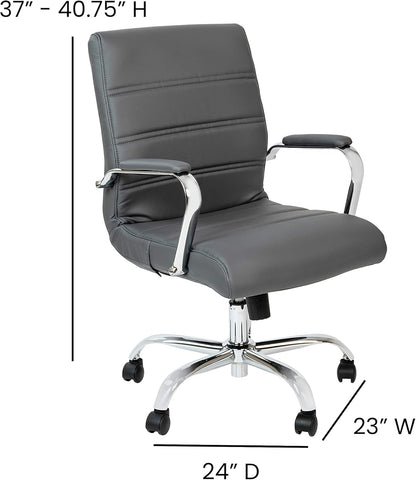Gray LeatherSoft Office Chair, Swivel, Adjustable, Padded Arms-2
