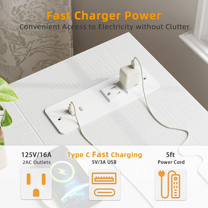 Small Computer Desk with Power Outlets, 40 Inch L Shaped Desk with Reversible Shelves, Gaming Desk Corner Desk Study Writing Desk for Home Office Bedroom Small Space, White-3