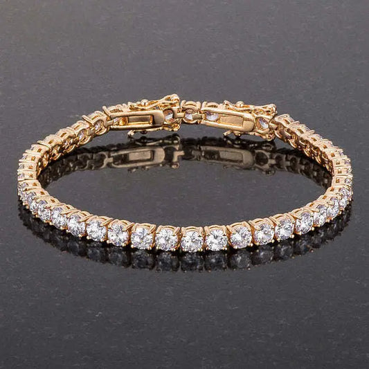 17.6 Ct Gold Plated Tennis Bracelet with Shimmering Round CZ - Bracelet