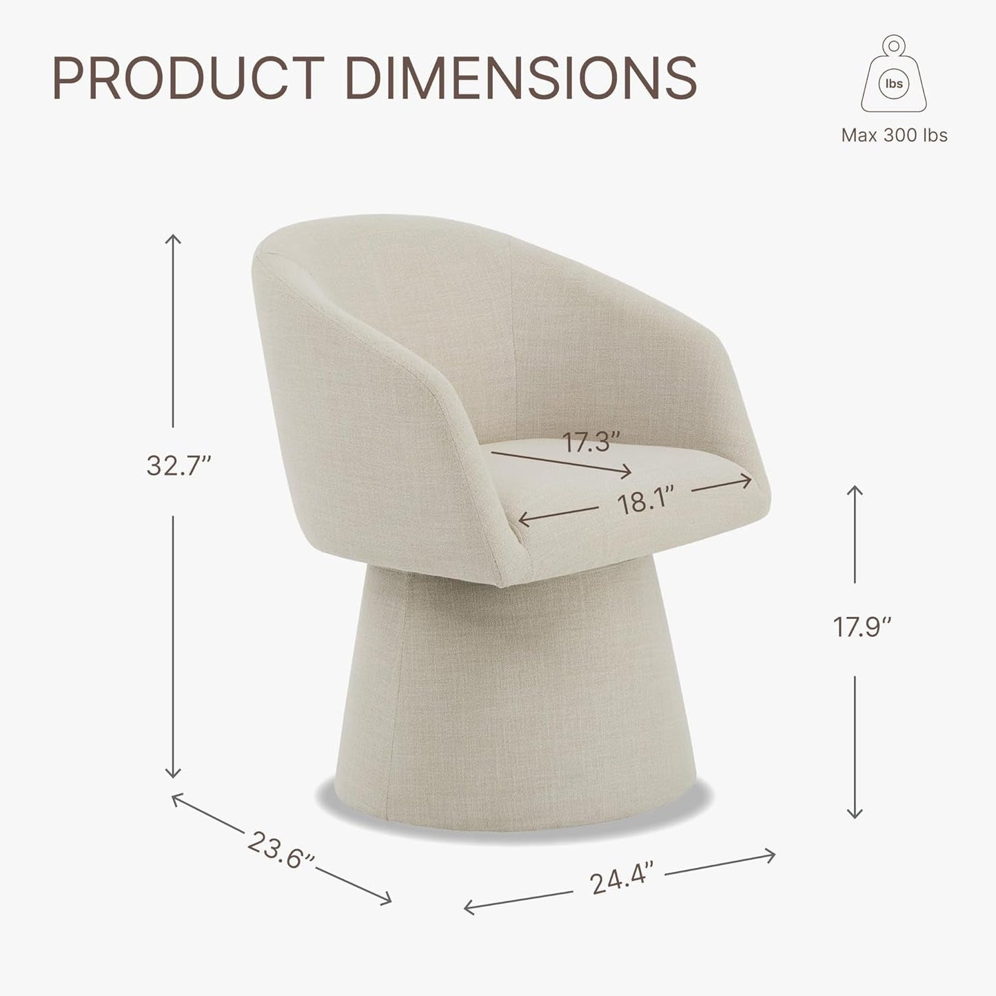 Swivel Dining Chairs Modern Accent Armchair Side Deskchair for Diningroom Vanity Bedroom Livingroom Reading Room,Linen,4 PCS-2