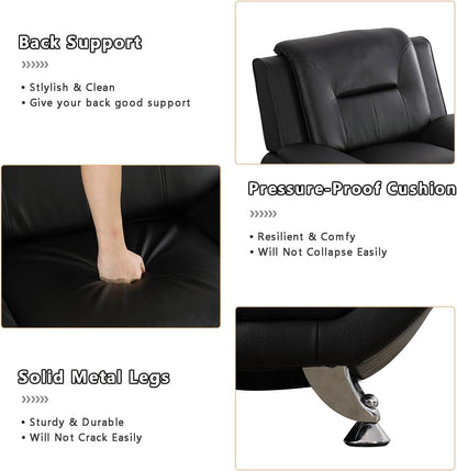 Contemporary Living Room Furniture Set, Faux Leather Sofa Set for Living Room/House/Bedroom/Office/Apartment (Black-B, Loveseat), F45&F46-2