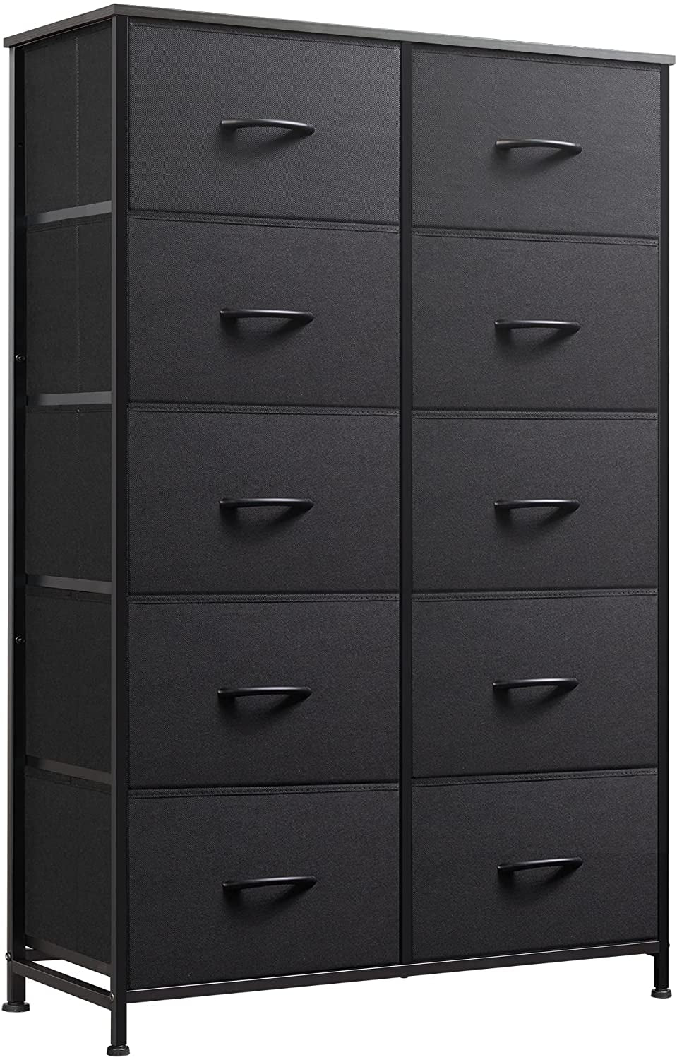 Tall Black Dresser for Bedroom with 10 Drawers, Chest of Drawers, Dressers Bedroom Furniture, Storage Organizer Unit with Fabric Bins for Closet, Hallway, Living Room, Entryway-0