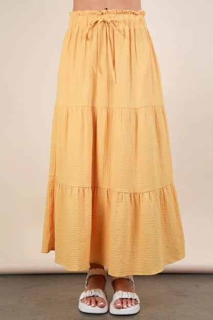 VERY J Elastic Waist Tiered Maxi Skirt