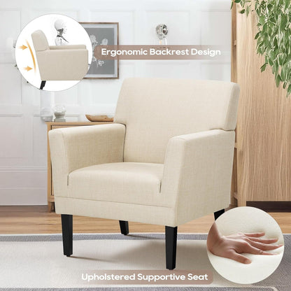 Accent Chair Set Of 2 OatmealTextured UpholsteredFabric-3