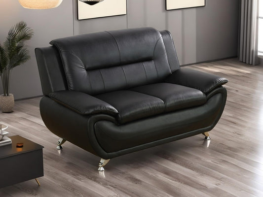Contemporary Living Room Furniture Set, Faux Leather Sofa Set for Living Room/House/Bedroom/Office/Apartment (Black-B, Loveseat), F45&F46-0