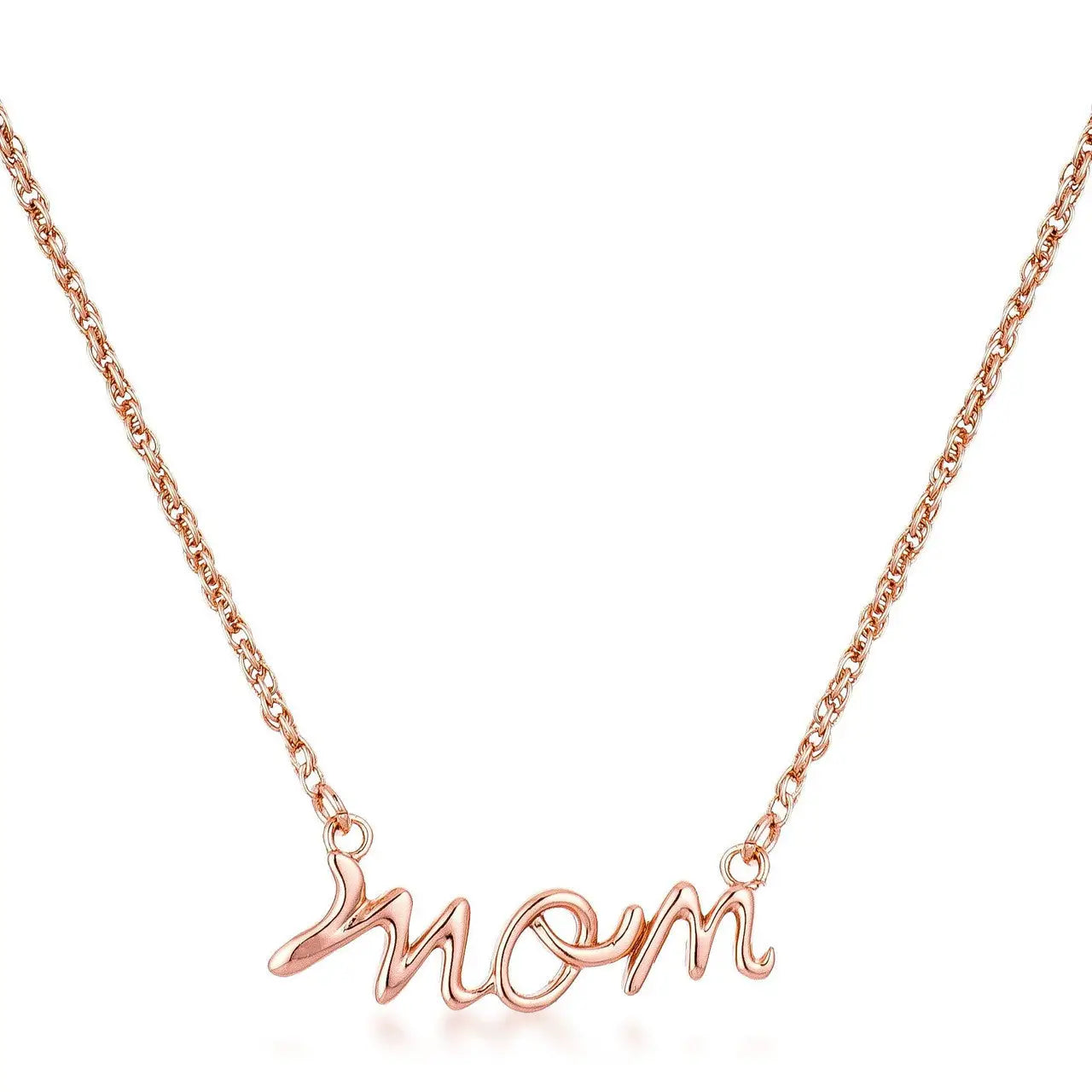 18k Rose Gold Plated Mom Script Necklace - Necklaces