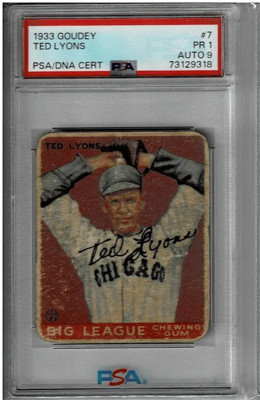 Vintage 1933 Goudey Signed Autographed Ted Lyons baseball card graded by PSA
