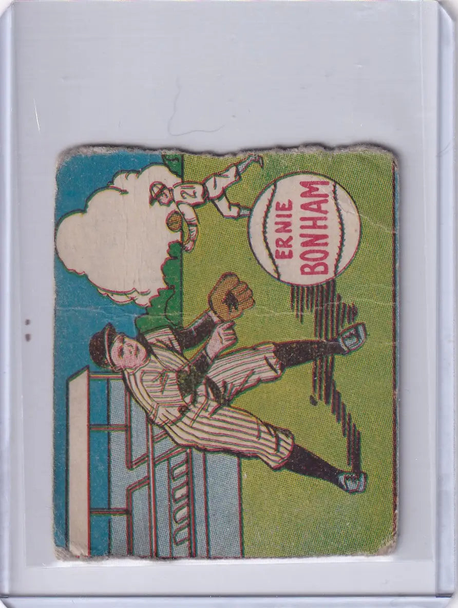 Vintage Ernie Bonham baseball card from the 1943 R302-01 New York Yankees collection