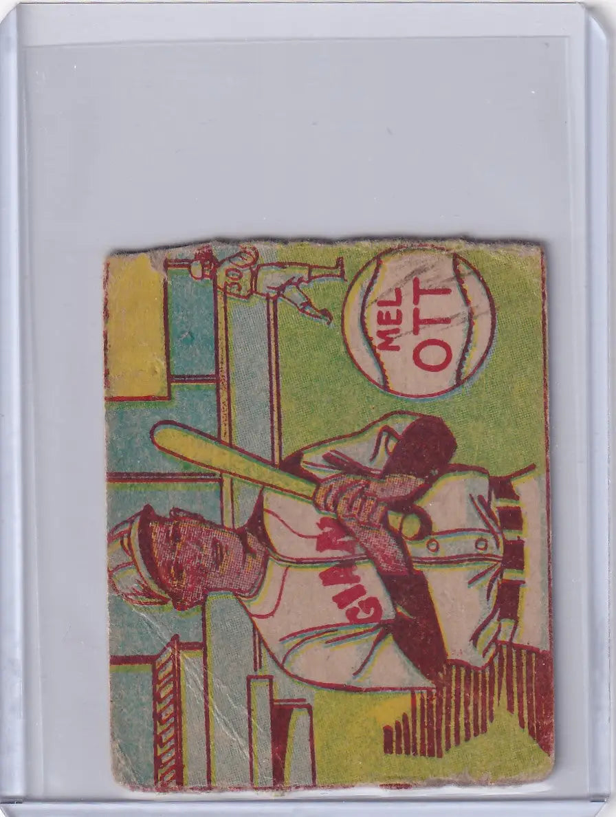 Vintage Mel Ott baseball card from 1943 R302-01 New York Giants collection