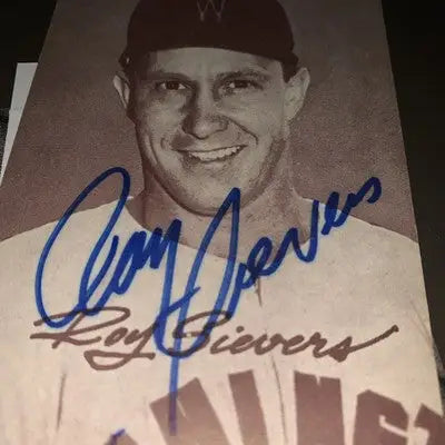 Autographed Roy Sievers baseball card from Washington Senators 1947-66 EXHIBITS featuring signed auto